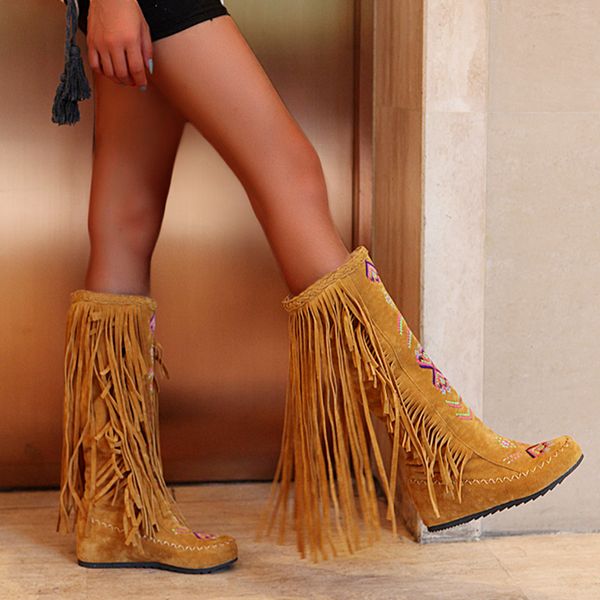sarairis fashion chinese nation style flock leather women fringe add plush long boots woman tassel knee high boots big size 48, Black
sarairis fashion chinese nation style flock leather women fringe add plush long boots woman tassel knee high boots big size 48, Black
