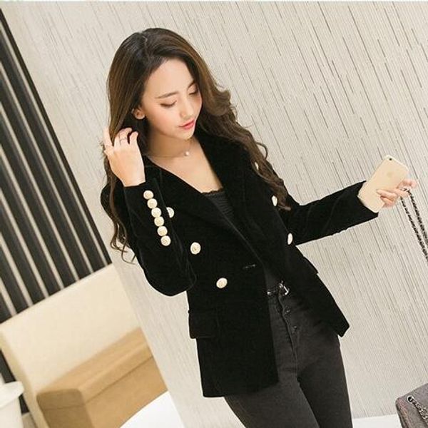 2019 autumn velvet women slim long sleeve feminino formal work small suit jacket women gold button ah446, Black;brown
2019 autumn velvet women slim long sleeve feminino formal work small suit jacket women gold button ah446, Black;brown