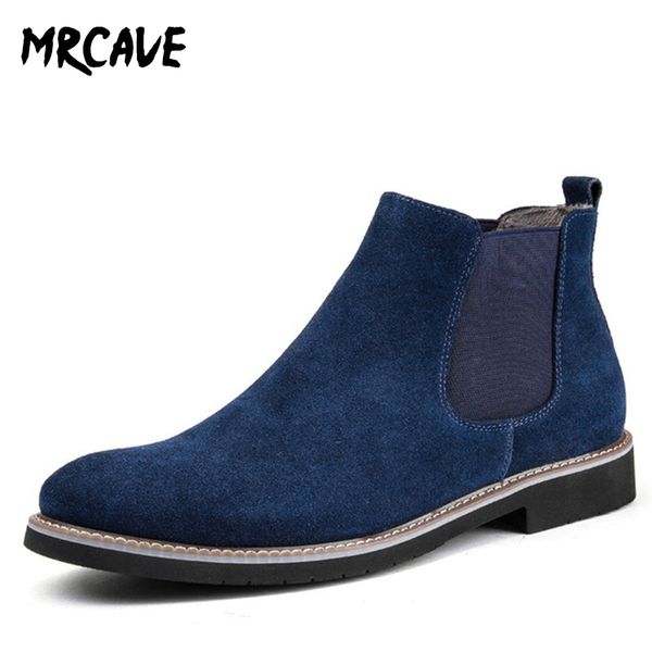 fashion tide ankle boots mens shoes winter casual pointed toe boots men genuine leather suede slip-on high-shoe, Black 
fashion tide ankle boots mens shoes winter casual pointed toe boots men genuine leather suede slip-on high-shoe, Black