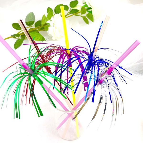 

20pcs/lot fireworks design creative plastic disposable straw biodegradable color beverage hard colorful drinking straws