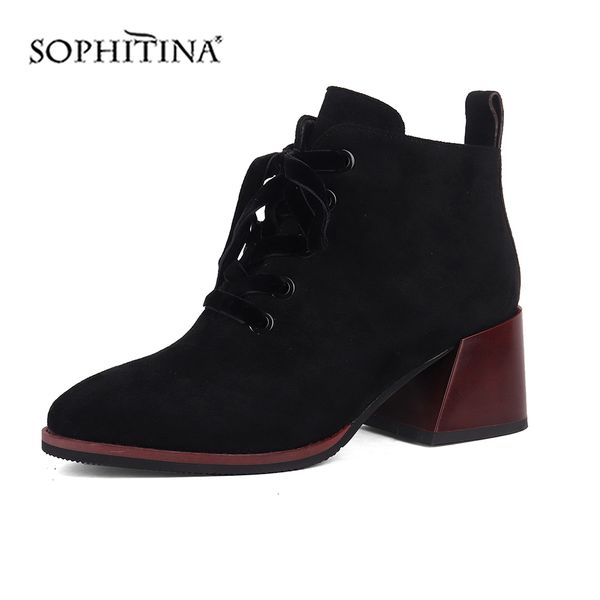 sophitina comfortable square heel boots lace-up fashion zipper pointed toe handmade new women's ankle boots shoes by136, Black
sophitina comfortable square heel boots lace-up fashion zipper pointed toe handmade new women's ankle boots shoes by136, Black
