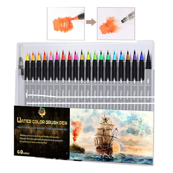 72 Color Watercolor Brush Pen Calligraphy Drawing Coloring Painting Art Markers