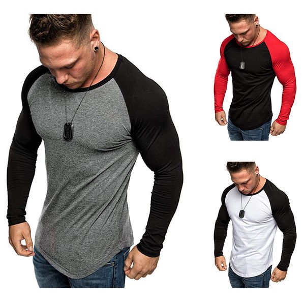 men's brand new creative fashion casual long sleeve stitching t-shirt men, White;black
men's brand new creative fashion casual long sleeve stitching t-shirt men, White;black