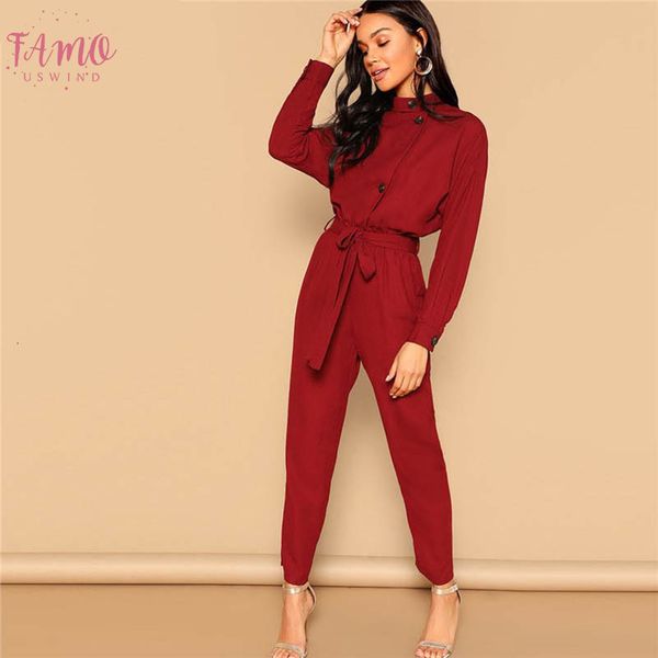 burgundy button front self polyester belted jumpsuit elegant long sleeve stand collar jumpsuits women autumn highstreet jumpsuit, Black;white
burgundy button front self polyester belted jumpsuit elegant long sleeve stand collar jumpsuits women autumn highstreet jumpsuit, Black;white