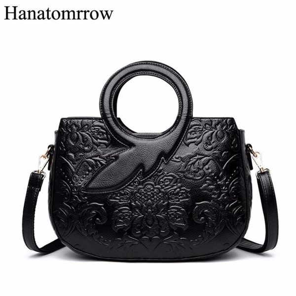 handbags women bag pu leather soft messenger bags round flower chinese style crossbody bags