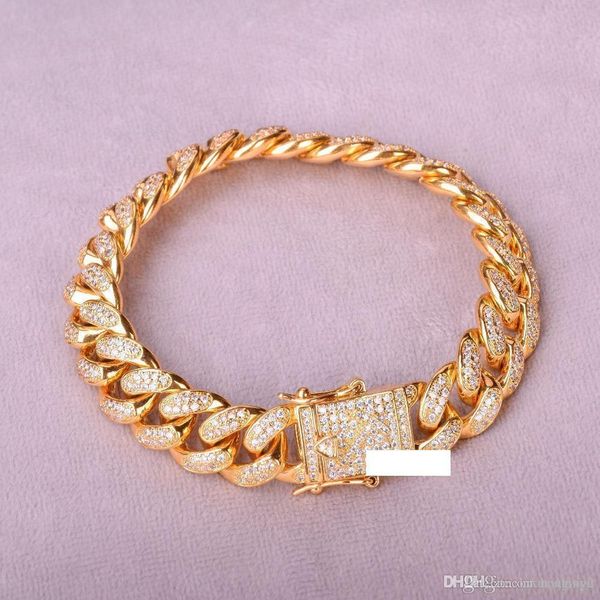 cuban bracelet hip hop jewelry gold thick heavy fashion 12mm men zircon curb copper material iced out cz chain, Black
cuban bracelet hip hop jewelry gold thick heavy fashion 12mm men zircon curb copper material iced out cz chain, Black