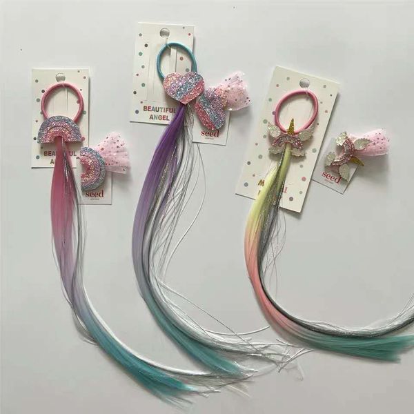 girls colorful unicorn wigs ponytail hair ornament headbands rubber bands beauty hair bands hairpins with card kids hair accessories, Slivery;white
girls colorful unicorn wigs ponytail hair ornament headbands rubber bands beauty hair bands hairpins with card kids hair accessories, Slivery;white