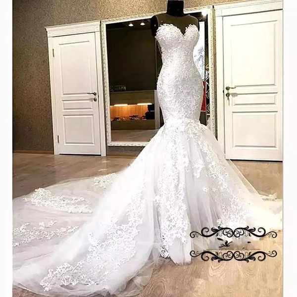 elegant sheer mesh lace mermaid wedding dresses 2019 tulle applique court train wedding bridal gowns robes de mariée, White
elegant sheer mesh lace mermaid wedding dresses 2019 tulle applique court train wedding bridal gowns robes de mariée, White