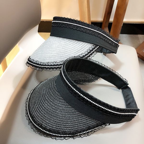 202006-shi sunshade summer lace pvc striped without lady visors cap women paper leisure hat, Blue;gray
202006-shi sunshade summer lace pvc striped without lady visors cap women paper leisure hat, Blue;gray