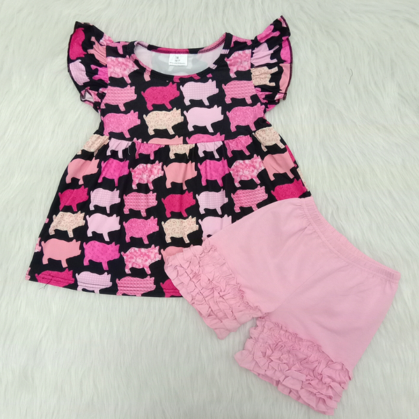 2020 fashion style kids summer clothes girl colorful pig pattern solid pink shorts set princess girl animal clothing sets, White
2020 fashion style kids summer clothes girl colorful pig pattern solid pink shorts set princess girl animal clothing sets, White
