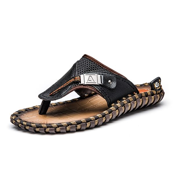 genuine leather men slippers handmade summer beach shoes flat shoes male casual flip flops big size men 38-48, Black
genuine leather men slippers handmade summer beach shoes flat shoes male casual flip flops big size men 38-48, Black