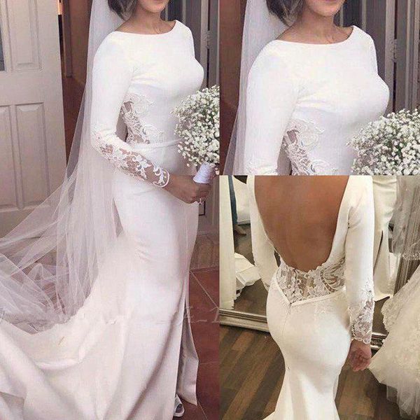 2020 romantic long sleeves mermaid wedding dresses o neck backless floor long wedding dresses bridal gowns vestidos de novia, White
2020 romantic long sleeves mermaid wedding dresses o neck backless floor long wedding dresses bridal gowns vestidos de novia, White