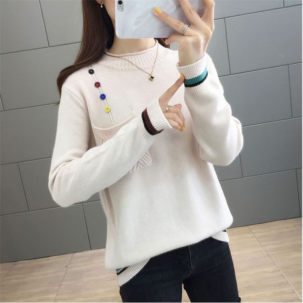 o-neck botton warm winter long sleeve pull femme knitted sweater pullover new 2019 loose sueter mujer female jumper women, White;black
o-neck botton warm winter long sleeve pull femme knitted sweater pullover new 2019 loose sueter mujer female jumper women, White;black