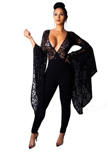 women lace jumpsuit women bell sleeve black deep v neck romper night club bodycon overalls party outfits bodysuit, Black;white
women lace jumpsuit women bell sleeve black deep v neck romper night club bodycon overalls party outfits bodysuit, Black;white