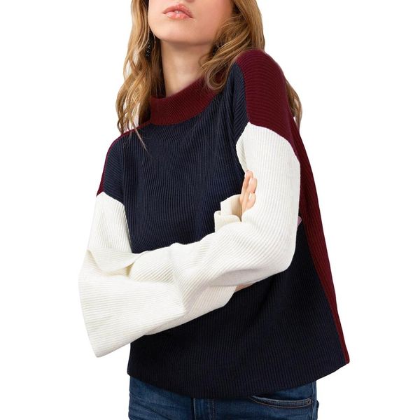 fashion winter women sweater color block ribbed long sleeve sweater knitted pullover, White;black
fashion winter women sweater color block ribbed long sleeve sweater knitted pullover, White;black