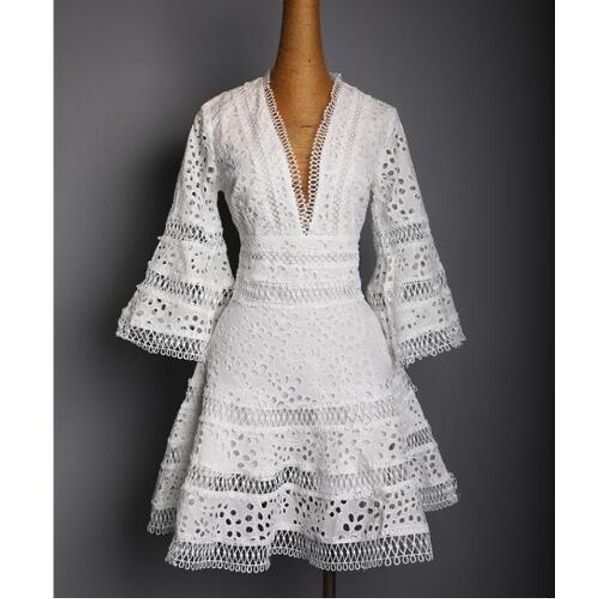 us 2018 women summer fashion designer runway v neck lace embroidery casual party mini dress female vestido, Black;gray
us 2018 women summer fashion designer runway v neck lace embroidery casual party mini dress female vestido, Black;gray