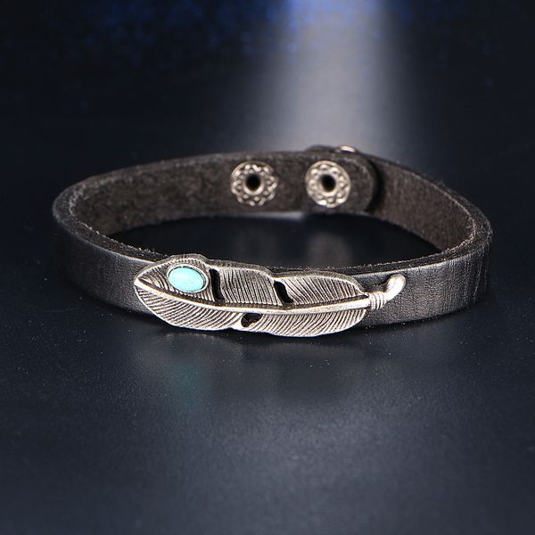 lql alloy jewelry wholesale punk style bracelet retro turquoise feather leather bracelet k3437, Golden;silver
lql alloy jewelry wholesale punk style bracelet retro turquoise feather leather bracelet k3437, Golden;silver