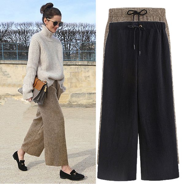 korean women woolen trousers autumn winter knitted thick wide leg pants elastic high waist female casual loose warm pant -6xl, Black;white
korean women woolen trousers autumn winter knitted thick wide leg pants elastic high waist female casual loose warm pant -6xl, Black;white