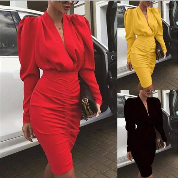 v neck womens dresses long sleeve skinny womens apparel solid color designer womens dresses pleated, Black;gray
v neck womens dresses long sleeve skinny womens apparel solid color designer womens dresses pleated, Black;gray