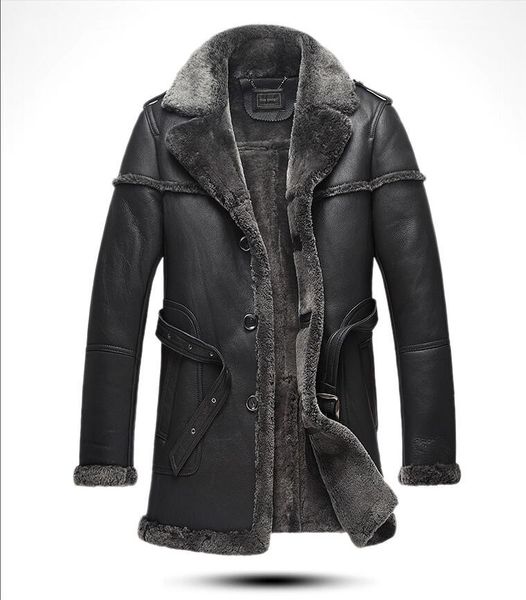 new arrival winter retro leisure genuine leather fur men's jacket sheep skin medium and long section fur one male leather coat, Black
new arrival winter retro leisure genuine leather fur men's jacket sheep skin medium and long section fur one male leather coat, Black