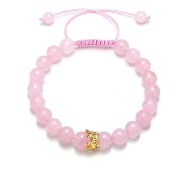 fyjs unique female gift light yellow gold colo crown handmade weave 8 mm round beads natural rose pink quartz bracelet, Black
fyjs unique female gift light yellow gold colo crown handmade weave 8 mm round beads natural rose pink quartz bracelet, Black