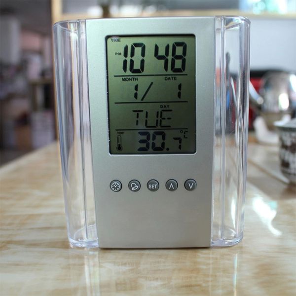 creative multifunction digital desk pen holder pencil holder lcd alarm clock calendar display
creative multifunction digital desk pen holder pencil holder lcd alarm clock calendar display