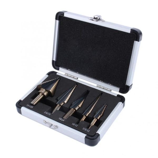 5pcs hss step drill bits titanium cone drilling bit tool set hole cutter w/ case hole saw tools domestic delivery
5pcs hss step drill bits titanium cone drilling bit tool set hole cutter w/ case hole saw tools domestic delivery