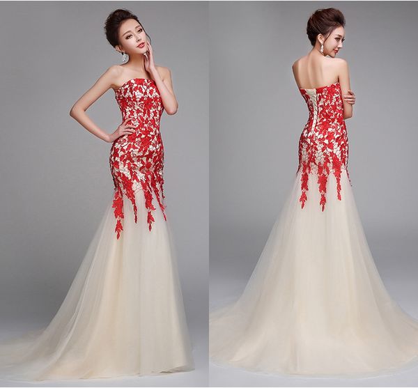 new bra champagne long party dresses fashion red lace fishtail slim sleeveless evening dresses dh13, Black;red
new bra champagne long party dresses fashion red lace fishtail slim sleeveless evening dresses dh13, Black;red