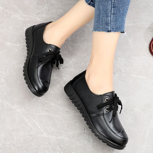shoes women's ladies fashion solid color single shoes casual lace up work woman shallow leather chaussures femme, Black
shoes women's ladies fashion solid color single shoes casual lace up work woman shallow leather chaussures femme, Black