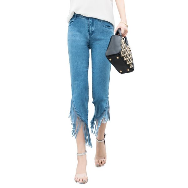women summer autumn high waist denim jeans vintage fringed edge jeans denim pants, Blue
women summer autumn high waist denim jeans vintage fringed edge jeans denim pants, Blue