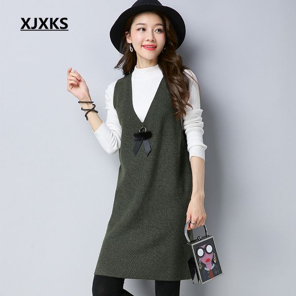 xjxks new fashion spring pullover long sweaters metal v-neck sleeveless solid color women sweater, White;black
xjxks new fashion spring pullover long sweaters metal v-neck sleeveless solid color women sweater, White;black
