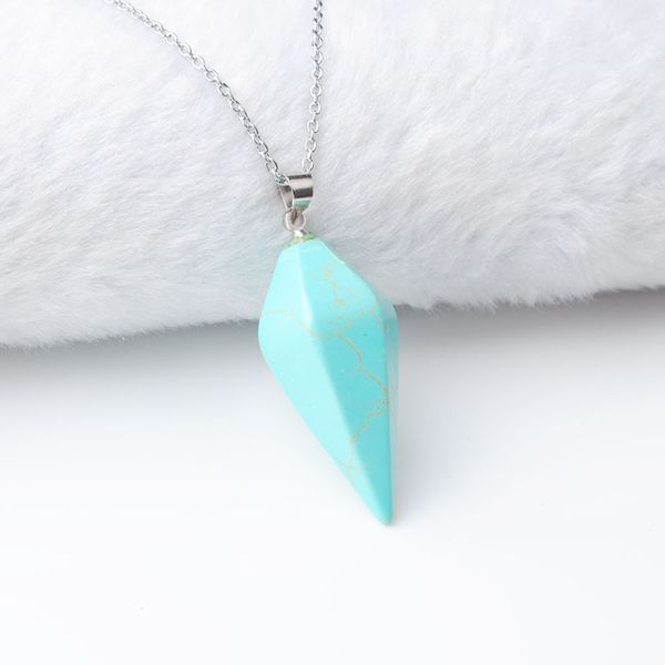 wojiaer hexagonal pyramid pendant necklace natural howlite gem stone reiki chakra dangle beads jewelry dn3475, Silver
wojiaer hexagonal pyramid pendant necklace natural howlite gem stone reiki chakra dangle beads jewelry dn3475, Silver