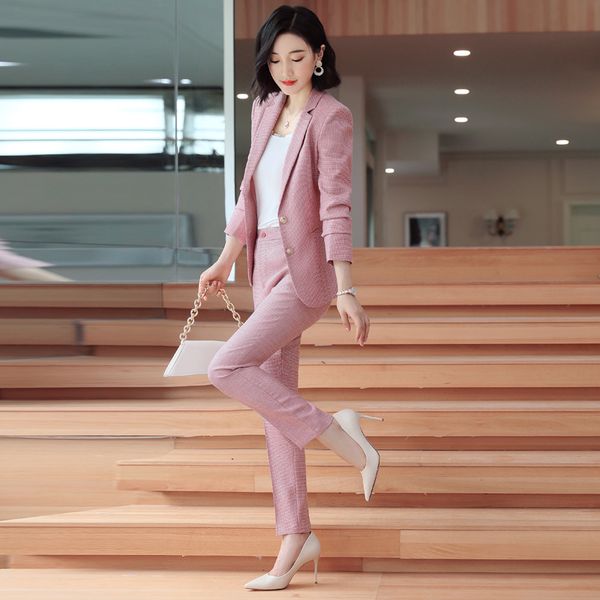 gray pink plaid female elegant women's pants trouser suits dress jacket costumes office wear clothing 2 piece set and pants, White;black
gray pink plaid female elegant women's pants trouser suits dress jacket costumes office wear clothing 2 piece set and pants, White;black
