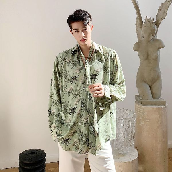 men tie long sleeve vintage casual loose shirts japan korea style male print dress shirts stage clothing, White;black
men tie long sleeve vintage casual loose shirts japan korea style male print dress shirts stage clothing, White;black