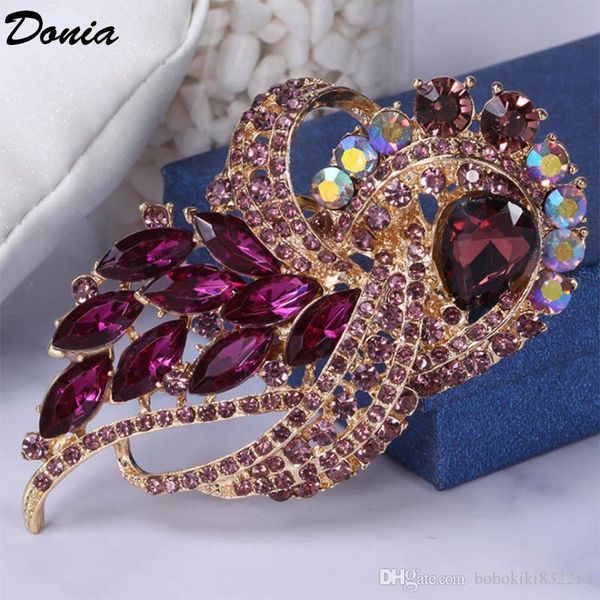 donia jewelry european and american popular brooch peacock big glass birthday brooch gift brooch coat scarf accessories, Gray 
donia jewelry european and american popular brooch peacock big glass birthday brooch gift brooch coat scarf accessories, Gray