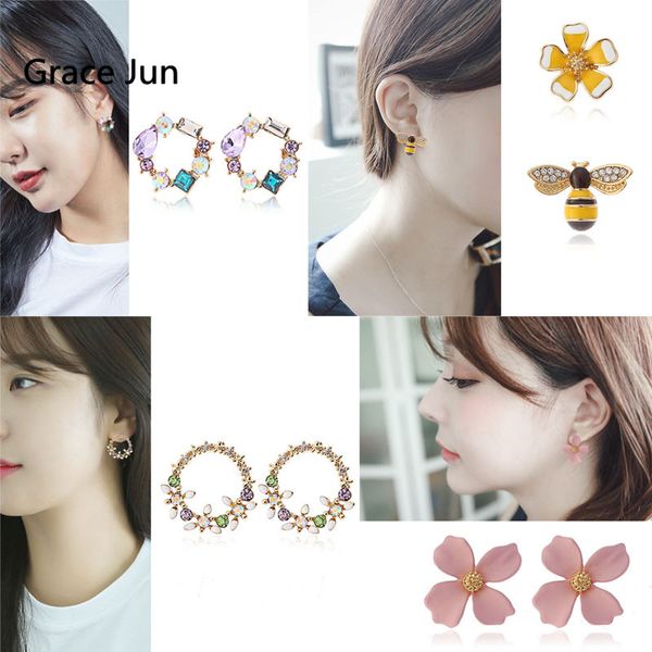 grace jun new enamel planting flower clip on earrings no pierced for women charm circle bee rhinestone crystal ear cuff earrings, Silver
grace jun new enamel planting flower clip on earrings no pierced for women charm circle bee rhinestone crystal ear cuff earrings, Silver