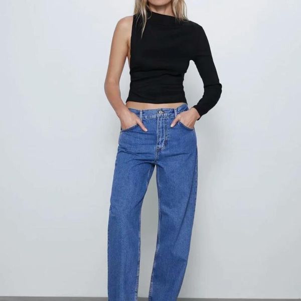 2020 new summer women black asymmetric high neck one long sleeve casual fashion female woman clothes, White
2020 new summer women black asymmetric high neck one long sleeve casual fashion female woman clothes, White