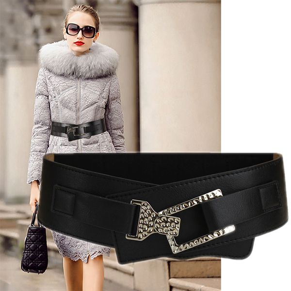 fashion luxury designer female woman wide elastic genuine leather belt geometric metal buckle for coat dress 83cm, Black;brown
fashion luxury designer female woman wide elastic genuine leather belt geometric metal buckle for coat dress 83cm, Black;brown