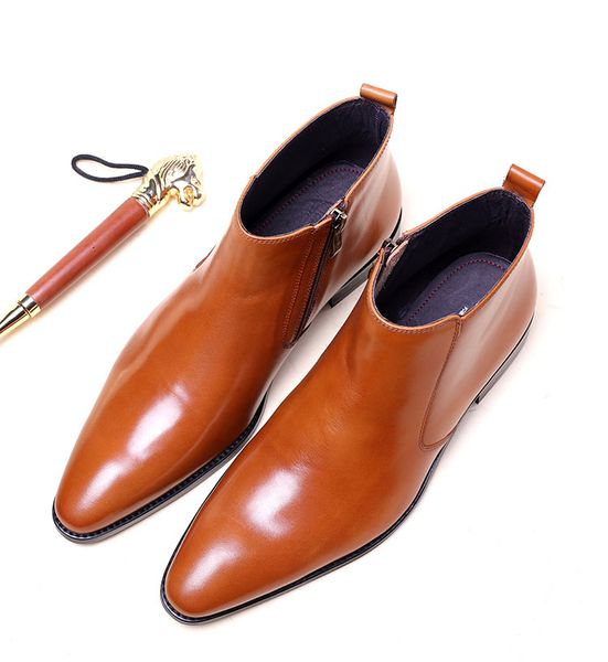 2019 autumn mens shoes black brown genuine leather short boots ankle men boots 
2019 autumn mens shoes black brown genuine leather short boots ankle men boots