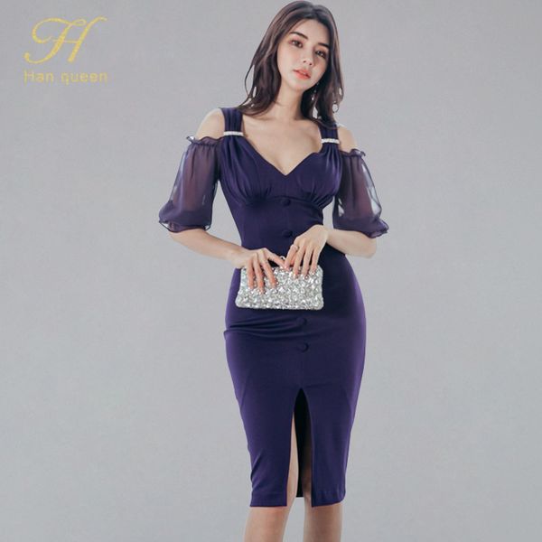 h han queen new summer women vintage v-neck off shoulder work single-breasted office party bodycon pencil sheath dress, Black;gray
h han queen new summer women vintage v-neck off shoulder work single-breasted office party bodycon pencil sheath dress, Black;gray