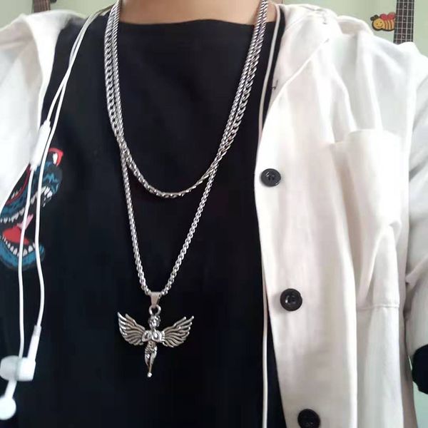 metal women men angle pendant necklace stainless steel chain layered necklaces harajuku hip hop jewelry, Silver
metal women men angle pendant necklace stainless steel chain layered necklaces harajuku hip hop jewelry, Silver