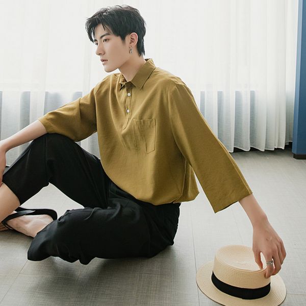 ewq / men's wear three quarter sleeve cotton linen korean shirt male 2020 summer new fashion handsome loose oversize 9y2424, White;black
ewq / men's wear three quarter sleeve cotton linen korean shirt male 2020 summer new fashion handsome loose oversize 9y2424, White;black