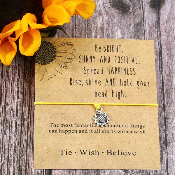 sunflower wish bracelet on a 1mm wax cotton cord zinc alloy sunflower charm positive wishes for women men friendship bracelet, Black
sunflower wish bracelet on a 1mm wax cotton cord zinc alloy sunflower charm positive wishes for women men friendship bracelet, Black
