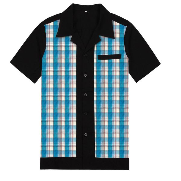 50s inspired vintage men shirt st111 blue plaid black chemise homme bowling casual shirt cotton men clothing, White;black
50s inspired vintage men shirt st111 blue plaid black chemise homme bowling casual shirt cotton men clothing, White;black