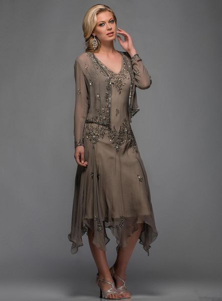 luxury beads chiffon mother of the bride dresses with long jackets applique tea length a-line formal evening party gowns 2020 new m105, Black;red
luxury beads chiffon mother of the bride dresses with long jackets applique tea length a-line formal evening party gowns 2020 new m105, Black;red