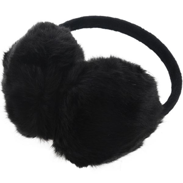 lady woman headband black faux fur winter ear cover earmuffs, Blue;gray