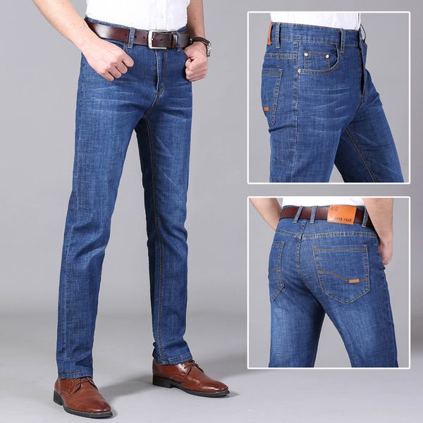 men's jeans business office style blue man smart casual work clothes men denim summer lightweight pants
men's jeans business office style blue man smart casual work clothes men denim summer lightweight pants