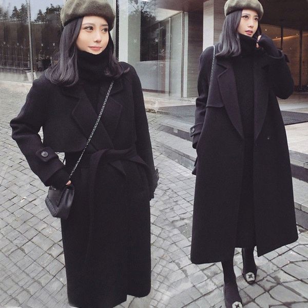 spring autumn winter new women's casual wool blend trench coat oversize long coat with belt women wool cashmere outerwear, Black
spring autumn winter new women's casual wool blend trench coat oversize long coat with belt women wool cashmere outerwear, Black