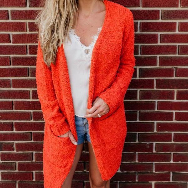 casual plush coat women 2018 autumn winter warm soft long jacket female plush overcoat all match outerwear with pocket orange, Black
casual plush coat women 2018 autumn winter warm soft long jacket female plush overcoat all match outerwear with pocket orange, Black