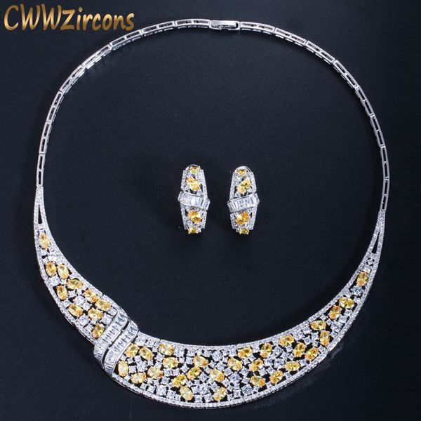 cwwzircons luxury yellow cubic zirconia stone bridal party choker necklace earrings sets for brides wedding jewelry set t018, Slivery;golden
cwwzircons luxury yellow cubic zirconia stone bridal party choker necklace earrings sets for brides wedding jewelry set t018, Slivery;golden